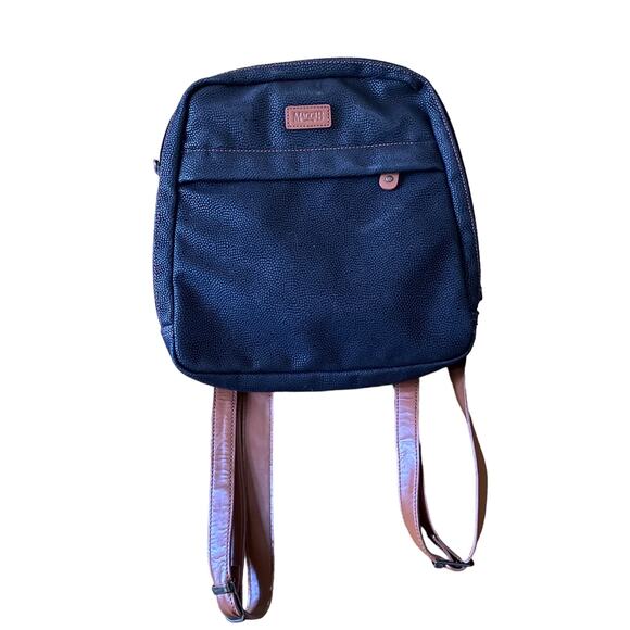 Maggi B Mini Backpack Faux Leather Zippered adjustable straps Black and Brown - Picture 5 of 13